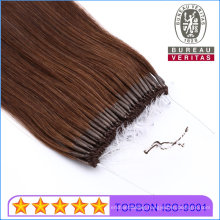 18" Brown 6# Color Straight Human Virgin Remy Hair Extensions Easy Pull Knot Thread Hair